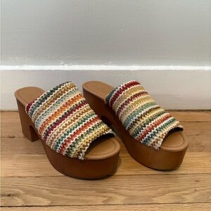 Lulus Woven Multicolor Slide Platform Clog Sandals - Women
